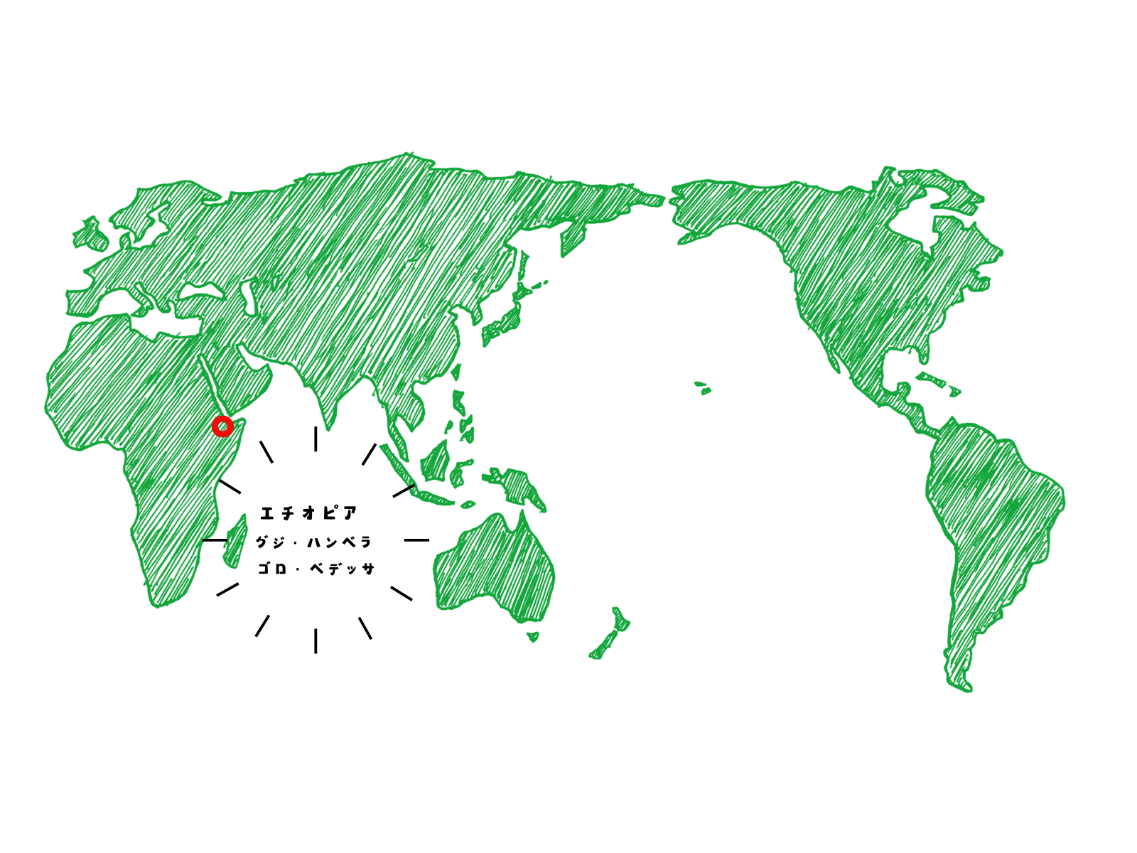 エチオピア　グジ　ハンベラ　ゴロ・ベデッサ　地図