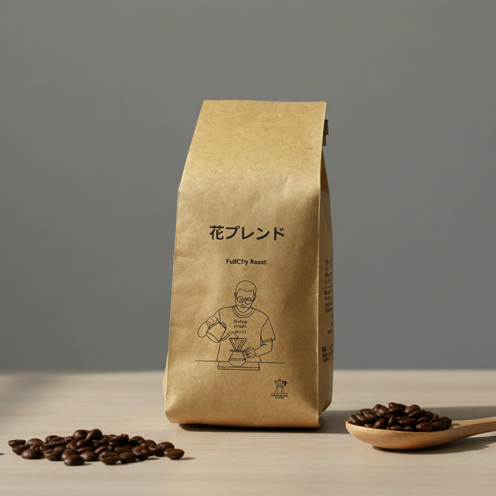 花ブレンド　中煎り　コーヒー豆　パッケージ
